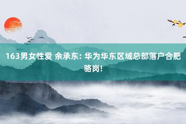 163男女性爱 余承东: 华为华东区域总部落户合肥骆岗!