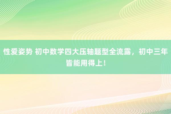 性爱姿势 初中数学四大压轴题型全流露，初中三年皆能用得上！